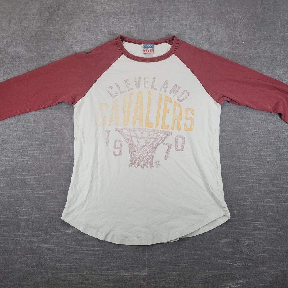 Junk Food Cleveland Cavaliers Baseball‎ Tee Womens Small Red White NBA Raglan S